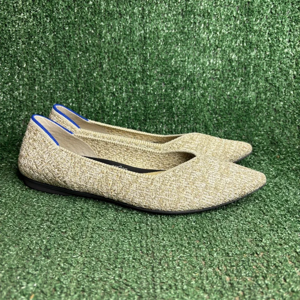 Rothy's The Point II Metallic Gold Woven Knit Washable Flat Shoes Women Size 7.5